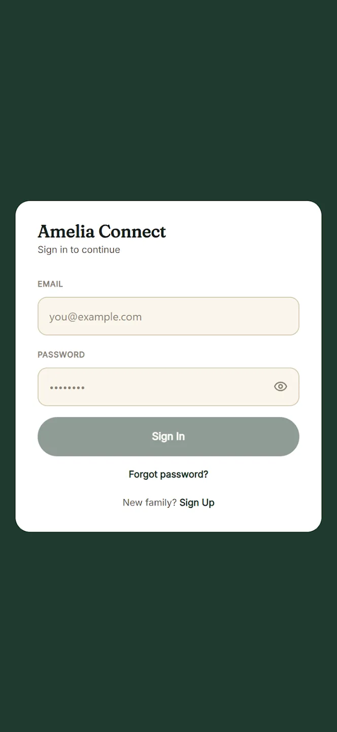 Amelia Connect app - sign in