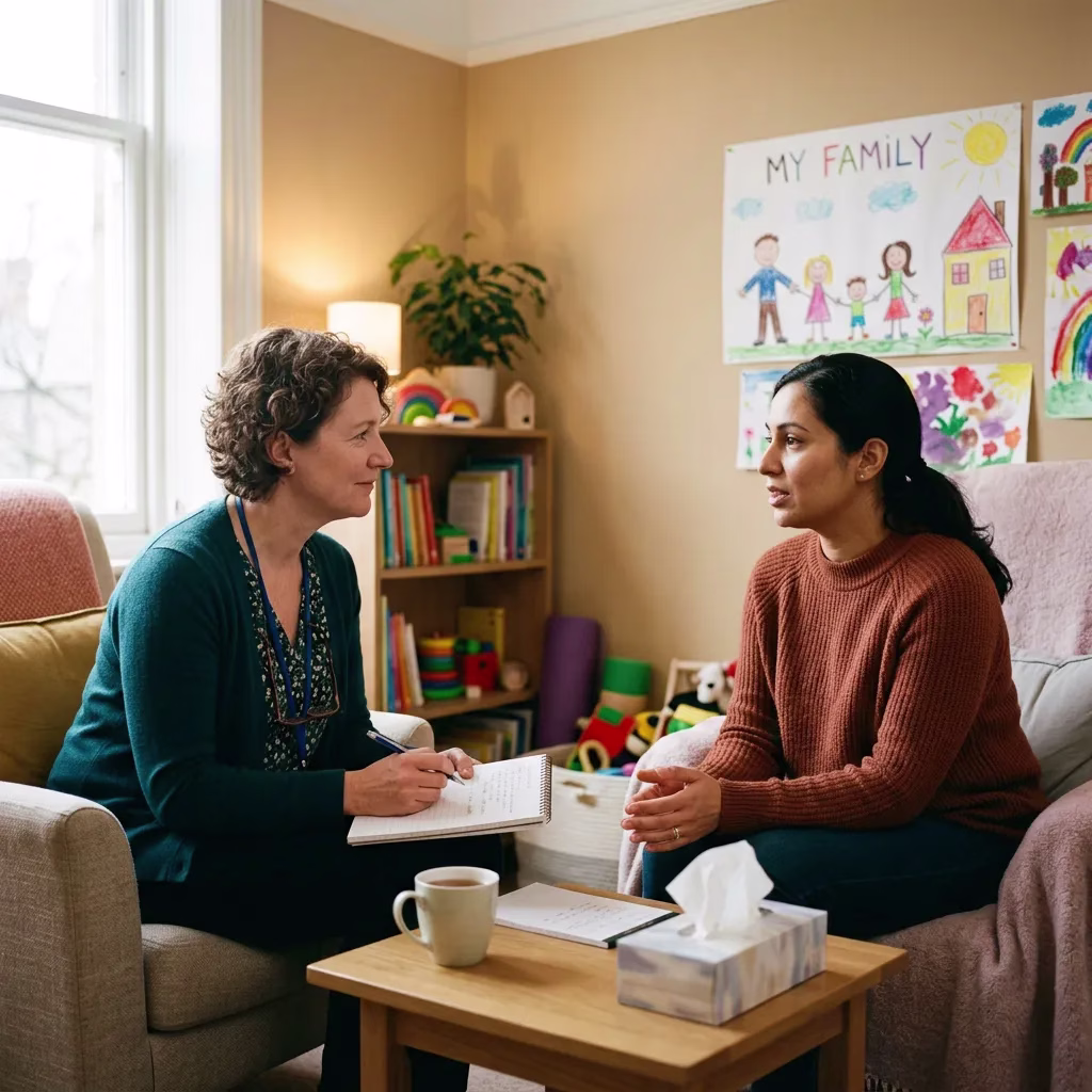 Calm assessment conversation with a parent