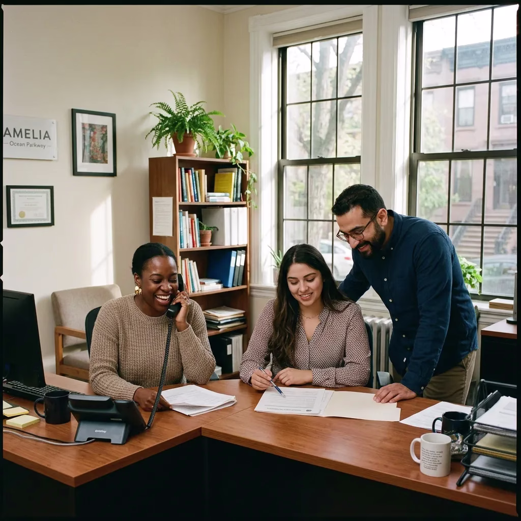 Amelia intake team in the Brooklyn office