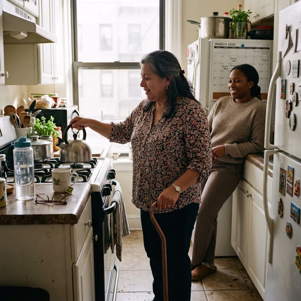 Adult living independently at home with light support