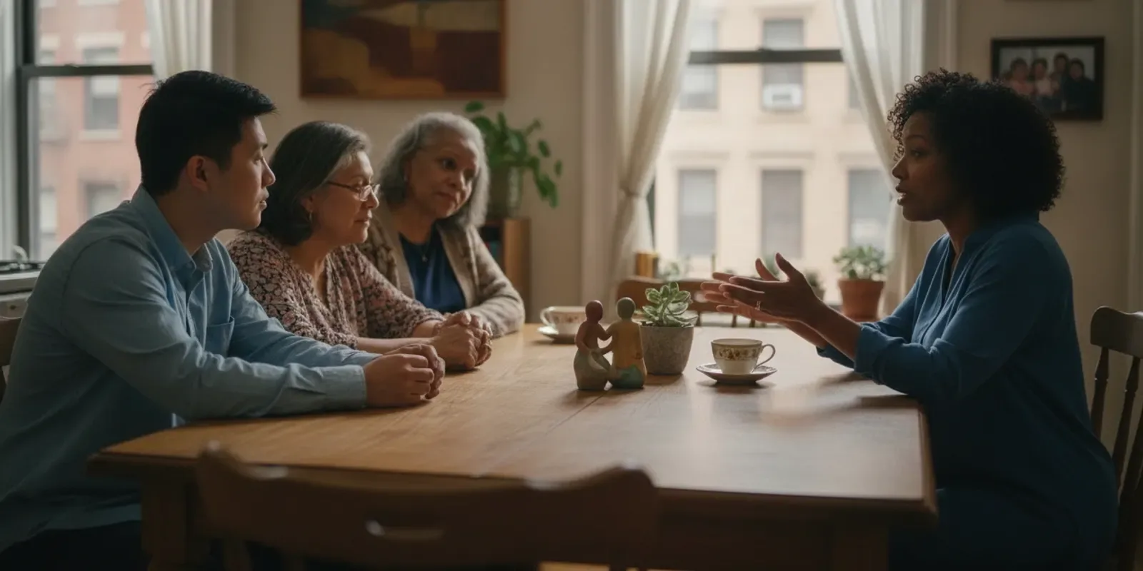 Family discussing New York long-term care options